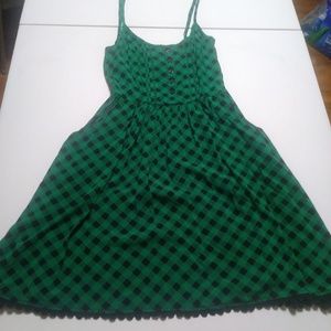 Hot Topic Black and Green Gingham Sundress